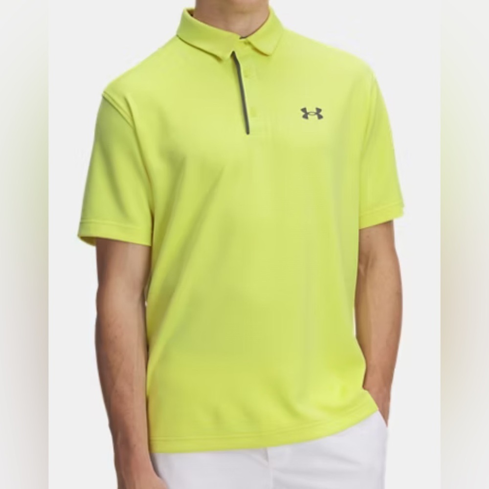 Under Armour Men’s Neon Yellow Polo Shirt Size M | Golf Tennis Activewear